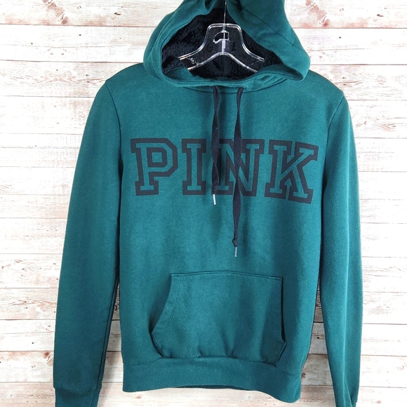 PINK Victoria's Secret Tops - VICTORIA'S SECRET PINK, 0329, Women's green hoodie sweatshirt, Sz XS